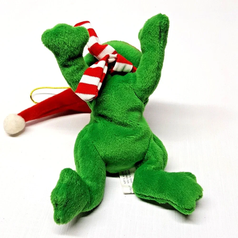 Christmas Plush Frog In Santa Hat & Scarf 7